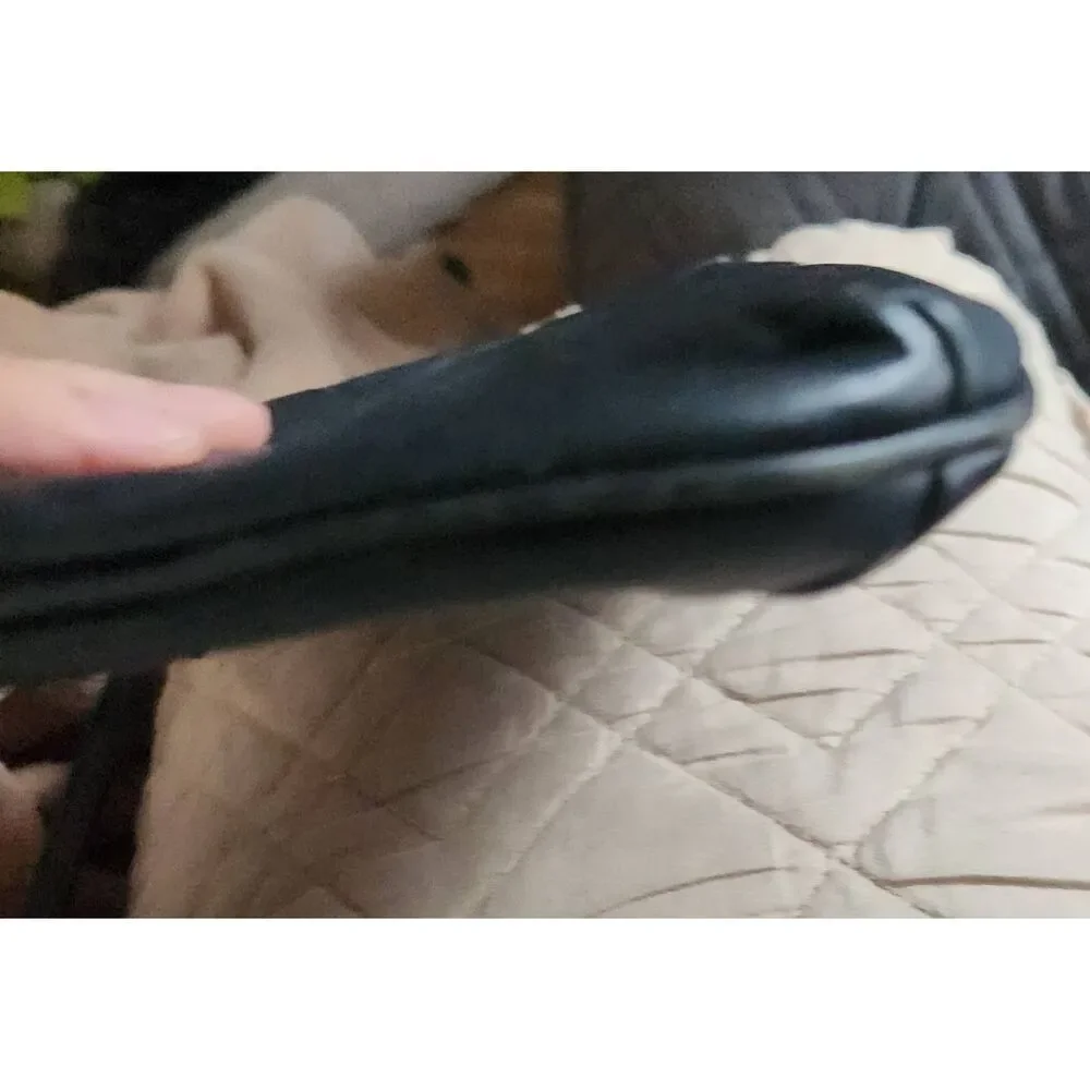 Coach Ashley large black leather wristlet. Approx 9.5 wide, 5.5 high